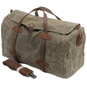 Sac de voyage en cuir véritable surdimensionné pour hommes en toile imperméable Weekender sac à main de nuit pour les vacances week-ends - Product Image 4