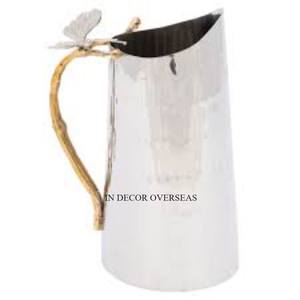 Asas de metal chapadas en oro de diseño de flores y hojas de aspecto llamativo para jarra de cerveza de aluminio recubierta de polvo de Color blanco - Product Image 6