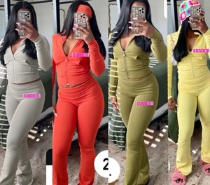 Body Dupe Custom Logo Outfits Set Chaqueta con Legging Sudadera con capucha y Jogging Suit Pantalones Mujer Chándal 2 piezas Conjuntos de mujer - Product Image 1