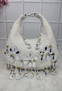 Bolso bohemio de estilo étnico Ins, bolso de mano duradero con espejo y cierre de cremallera, forro de nailon, decoración bordada - Product Image 2