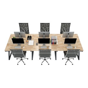 XConcept HBXC009 Mesa Modular de 6 Piezas 120x360cm Madera de Caucho Diseño Contemporáneo Minimalista Muebles de Oficina Madera Melamina Metal - Product Image 2