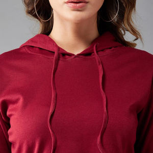 Sudadera con capucha de malla de algodón de alta calidad para mujer, ropa de Fitness con cordón, ropa de calle, estilo largo estampado de punto de invierno - Product Image 5