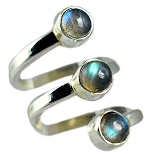 Handmade Boho 925 Sterling Silver <b>Ring</b> with <b>Labradorite</b> November Birthstone Inlay Round Shape-Perfect Gift for Her Birthday - Product Image 1