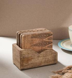 Ensemble de 4 sous-verres en bois naturel parfait pour tasse de table tasse sous-verre protecteur de boisson de qualité supérieure pour les cadeaux de décoration intérieure élégants - Product Image 5