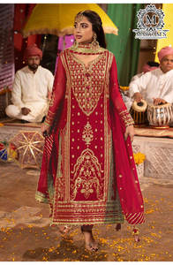Indio paquistaní elegante diseñador de calidad superior Color rojo Salwar kameez más de moda más alta exportación desgaste del partido desgaste nupcial - Product Image 3