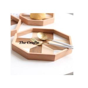 ถาดเสิร์ฟกาแฟและชาดีไซน์คลาสสิก รูปทรงแปดเหลี่ยมไม้ สำหรับเสิร์ฟอาหารและของว่าง ราคาสมเหตุสมผล - Product Image 1