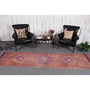 Vintage 3x10ft turc Kilim tapis gras Orange violet Patchwork Design laine matériel Latex support pour entrée couloir 3D - Product Image 2