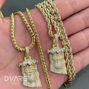Colgante de Lujo de Plata de Ley con Moissanita, Diseño Cabeza de Jesús Cristo, Chapado en Oro de 18K, Estilo Hip Hop, Colgante Religioso Personalizado - Product Image 2