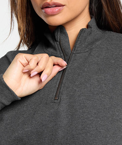 Quarter Zip sudadera toalla francés Terry 100% algodón suave de gran tamaño pulóver con logotipo personalizado Streetwear Top para mujer - Product Image 6