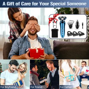 Afeitadora Eléctrica Recargable Inalámbrica para Hombre, Cuchillas Rotatorias Triples, Cabezal Flotante Impermeable, Repuesto Portátil para Viajes - Product Image 6