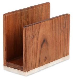 Porte-serviettes rond en bois fait à la main avec couvercle en bois d'acacia organisateur de serviettes boîte à mouchoirs - Product Image 1