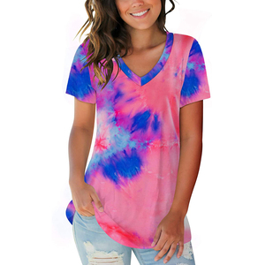 Camiseta de Verano Informal para Mujer, Transpirable, de Manga Corta, Ecológica, de Punto Jersey, Corte Regular, con Estampado Geométrico, Cuello Redondo, Antiarrugas - Product Image 4