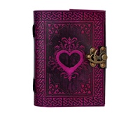 Journal en cuir relié Vintage coeur cahier livre des ombres noir rose sort fait à la main coton papier cadeau journal avec Logo personnalisé
