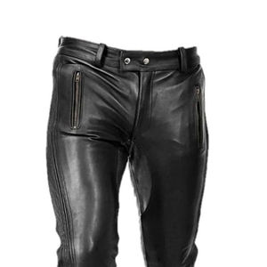 Pantalones de Cuero de Media Pierna para Hombre de la Mejor Calidad, Nuevo Estilo, Color Sólido, Transpirables, Casuales, Corte Recto, Método de Tejido No Tejido, en Oferta - Product Image 6