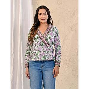 T-shirt blanc 100 % coton pour femme, imprimé Jaal, écologique, respirant, broderie Dori latérale, tailles XS XXS, version ajustée - Product Image 3