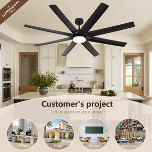 72 Inch Industrial Ceiling <b>Fan</b> with Light, Large ABS Ceiling <b>Fan</b> with <b>Remote</b> Quiet DC Motor for Garage Patio Living Room - Product Image 4