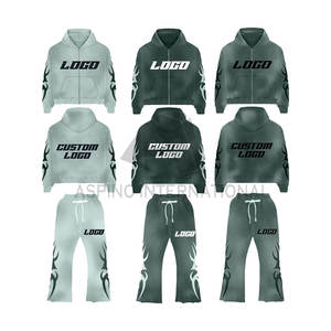 Comprar personalizado de la mejor calidad de talla grande pulóver sudaderas con capucha ropa de calle chándal ropa personalizada lavado ácido pantalones de chándal acampanados hombres - Product Image 2