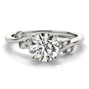 Round Cut Moissanite Minimalist Engagement <b>Ring</b> for Women in Sterling Silver with Prong Setting - Product Image 1
