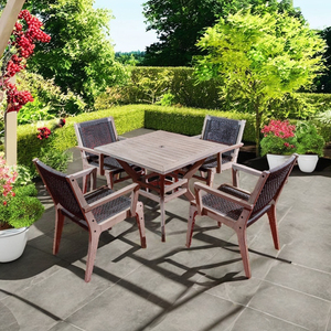 Vente en gros de meubles d'extérieur modernes Ove, ensemble de 4 chaises confortables avec accoudoir, design portable, bois durable pour hôtels et appartements - Product Image 1