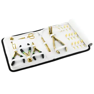 High quality Gold Hair Extension Tools kit Includes Keratin Bond Cutter Tape in Weft Pressing Plier and Cutting Scissor