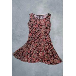 Robe tricotée en rayonne à motif floral multicolore et col en O pour enfants en mousseline de soie d'été teintée de couleur unie à la taille naturelle - Product Image 3