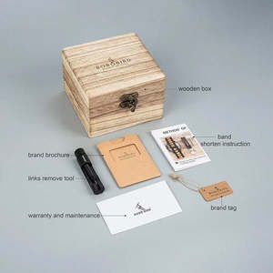 Antique Luxury <b>Men's</b> Quartz <b>Military</b> Wood <b>Watch</b> Retro Square Case Glass Dial Window Water-Resistant Analog Plastic Box Packaging - Product Image 3