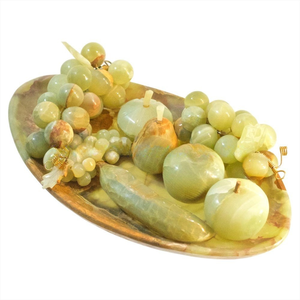Assiettes à fruits personnalisées en onyx vert avec fruits en onyx assortis, plateau de service décoratif en pierre polie pour la maison, l'hôtel et le restaurant - Product Image 1