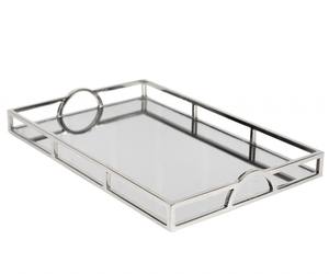 Bandeja con acabado plateado Bandeja DE SERVICIO DE METAL decorativa hecha a mano Restaurante Hotel Bandeja de metal de forma cuadrada - Product Image 3