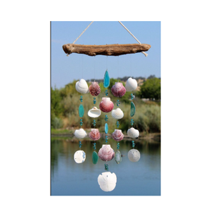 Carillón de viento SeaShell con conchas naturales y tapa de madera hecha a mano en Vietnam para la decoración del espacio de la vida al aire libre - Product Image 5