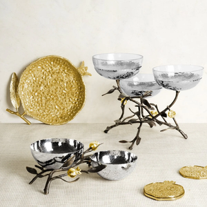 Cuenco doble de metal decorativo de Granada real para frutas secas y aperitivos - Product Image 4