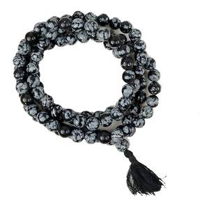 High Quality Stone Mala Obsidian Snowflake Beads <b>Healing</b> Natural Mala <b>Crystal</b> <b>Necklace</b> Beads 108 Natural Gemstone Wholesaler - Product Image 6