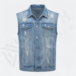 Gilet en jean unisexe sans manches, veste en jean pour hommes et femmes, streetwear tendance, tenue décontractée, vintage, lavé, élégant, vêtement d'extérieur - Product Image 1