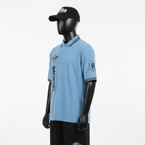 Polo de Alta Calidad para Hombre, Transpirable, de Algodón Piqué, Azul Claro, Cuello de Punto Acanalado, Logotipo Personalizado, Camiseta Polo para Hombre - Product Image 4
