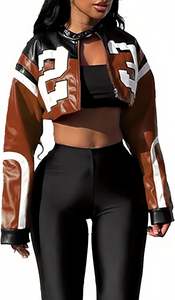 <b>Y2K</b> Women's Cropped Faux Leather Zipper Closure Bomber Jacket O-Neck Collar Embroidered <b>Streetwear</b> for Winter OEM Service - Product Image 2