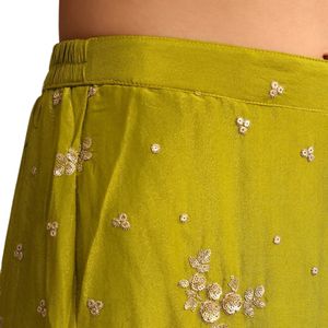 Paillettes vertes Kurti Sharara avec Chanderi Banarasi Dupatta pour réception de fête de mariage et célébrations culturelles personnalisées - Product Image 6