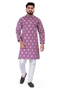 Kurta indien traditionnel pour homme en velours brodé, sans plis, en coton, très vendu, pour les fêtes et les réceptions en Inde - Product Image 5