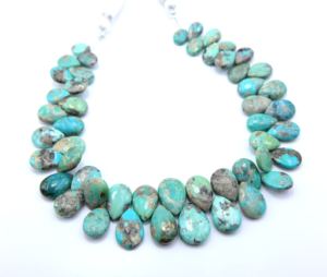 Naturel Arizona Turquoise Lisse Poire Teardrop Forme Turquoise Gemme 10 Pouces Fabrication de Bijoux Perles - Product Image 1