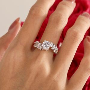 Jeulia Vine Bypass Round Cut Engagement <b>Ring</b> in Sterling Silver - Product Image 5