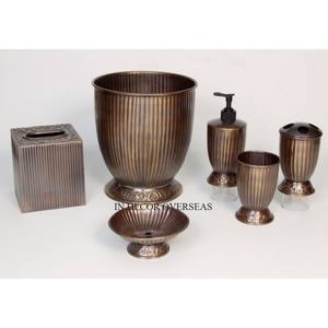 Brass Antique Finished Premium Quality Metal Made Leopard Skin Print Designer Bathroom Set With Soap <b>Dispenser</b> & <b>Napkin</b> Holder - Product Image 5