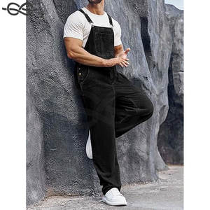Salopette à bretelles en jean pour hommes Pantalon décontracté à coupe cintrée Bretelles réglables Combinaison de travail Vêtements d'extérieur - Product Image 4