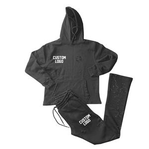 Top Custom Streetwear Survêtement Pantalon de survêtement évasé de haute qualité Sweat à capuche unisexe vierge et survêtement empilé Ensemble Hommes Prix de gros - Product Image 4