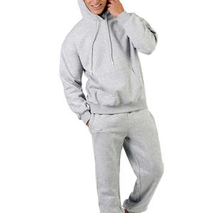 Survêtement d'entraînement en polaire pour hommes, ensemble de deux pièces avec impression solide, survêtement de jogging grande taille pour l'entraînement - Product Image 3