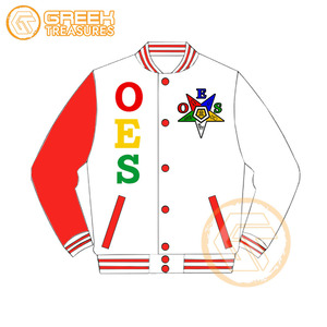 Commande personnalisée de veste universitaire brodée en molleton de coton Eastern Star OES respirante à séchage rapide avec fermeture à glissière pour femmes vestes - Product Image 3
