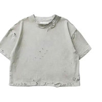 Logo personnalisé poids lourd Streetwear t-shirts Pour Hommes Vintage délavé hommes recadrée surdimensionné en détresse t-shirt