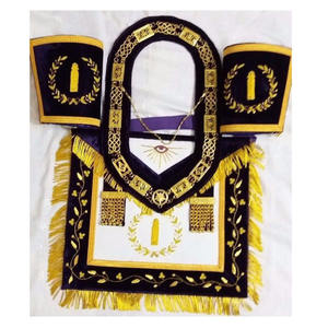MasonicHub Past Master Delantal Mano Lingote Bordado Pilares Freemasons Gold Fringe 100% Piel de cordero Delantal masónico Bordado a mano - Product Image 5