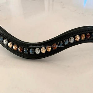 สายรัดคิ้วม้าหนังอังกฤษนุ่ม,ช่องเปล่าคริสตัลที่สวยงาม8มม. ในทองคำและบุษราคัมดีไซน์ตามสั่ง - Product Image 5