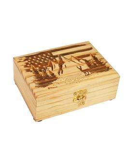 Boîte à bijoux en bois gravée à la main pour femmes-bijoux pour hommes | Boîtes décoratives | Stockage (US Flag Mountain Deer) - Product Image 2