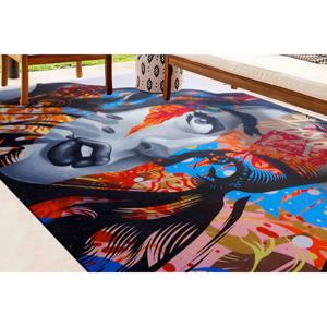 Alfombra Abstracta con Rostro de Mujer: Decoración con Retrato de Grafiti Colorido, Alfombra de Chenilla - Product Image 5