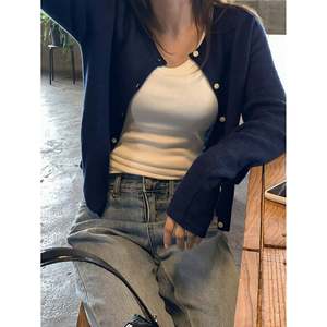 Cardigan long en laine décontracté pour femme avec imprimé dentelle, fermeture boutonnée, manches longues, col rond - Toutes saisons - Product Image 3