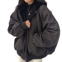 Veste polaire réversible pour femme, style coréen, épaisse, à capuche, chauffante et coupe-vent, avec broderie de logo personnalisée OEM, en soie/polyester teint